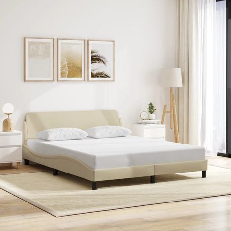 vidaXL Giroletto Dover Crema 160x200 cm in Tessuto (1/5)