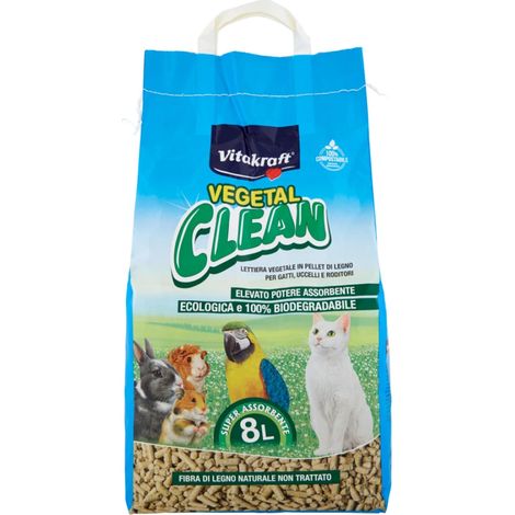 lettiera per gatti vitakraft "vegetal clean" 8 litri
