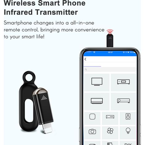Transmetteur infrarouge sans fil pour smartphone, mini télécommande universelle de remplacement pour smartphone iOS, TV, climatiseur, ventilateur, caméra (1/5)