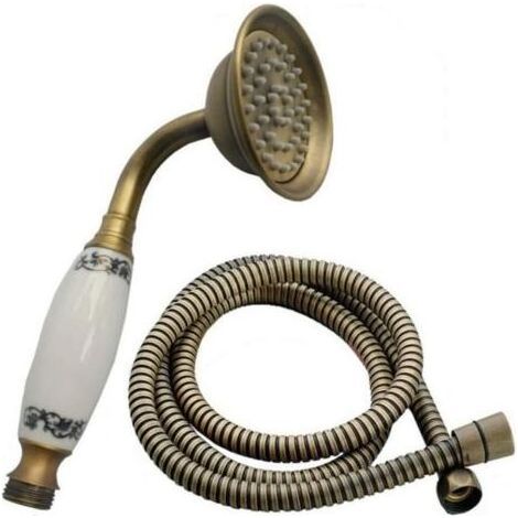 Retro-Kupfer-Duschkopf, Handbrause, Badezimmerzubehör mit 1,5 m Schlauch, Badezimmerzubehör (1/4)
