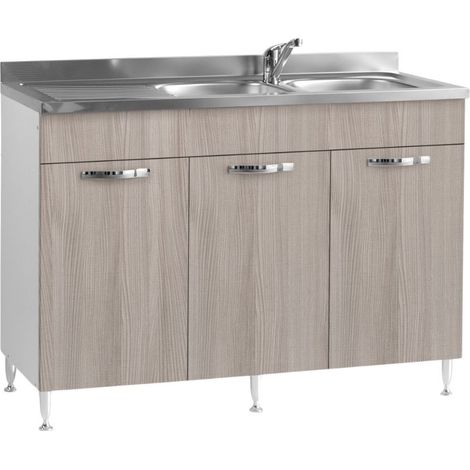 Sottolavello 3 ante 120 cm con lavello colore olmo