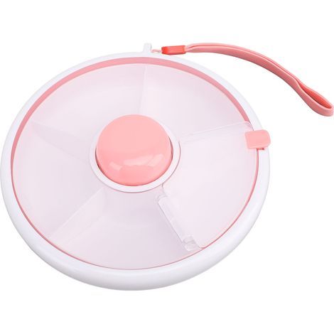 Contenitore girevole per snack con coperchio, vassoio girevole per frutta e snack, contenitore ermetico per frutta secca, rosa