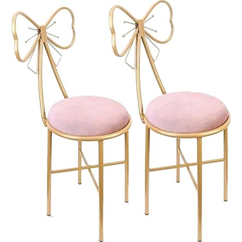 Sedie da toeletta, schienale a farfalla, piedini in gomma antiscivolo, rosa (1/2)