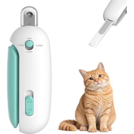 Pet Claw Cutter with Nail File - Safe Cat & Dog Nail Clippers Stainless Steel Nail Files for Kittens & Indoor Cats Anti-Splash Claw Cutter