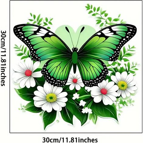 Autocollant mural imperméable pour abattant de WC Motif papillon Vert (1/5)