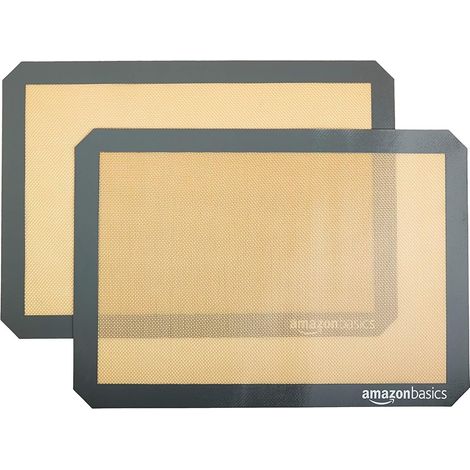 2 - Tapis De Cuisson - Silicone - Anti-adhésif - Pour Four Et Plaque - Beige Et Gris - 29,5x42,0cm