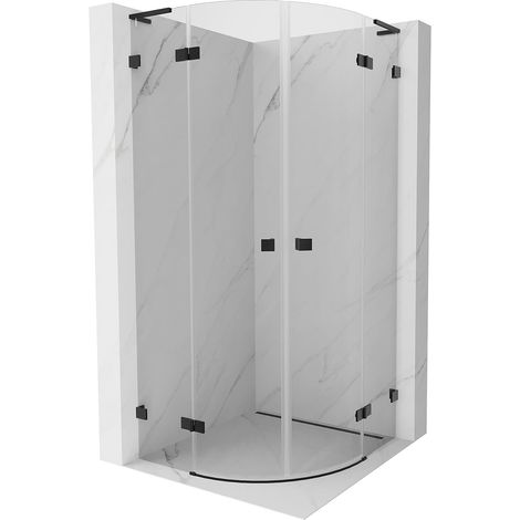 Mexen Lunar L cabina de ducha semicircular abatible 90 x 90 cm, transparente, negra - 833L-090L-090P-70-00 (1/5)