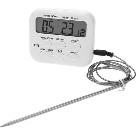 LCD Digital Thermometer Hygrometer, Electronic Thermometer, Probe Food Thermometer (1/5)