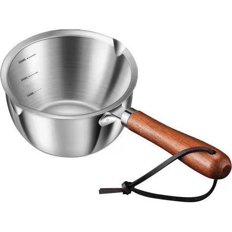 Chauffe-beurre, chauffe-lait en acier inoxydable, mini-casserole à double bec verseur, pour la cuisson sur la plaque de cuisson (300 ml) (1/5)