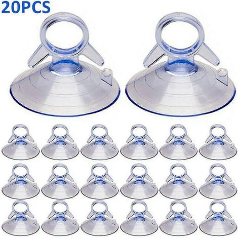 Lot de 20 ventouses de 45 mm pour pare-soleil de voiture, en PVC transparent et caoutchouc, pour la cuisine et la salle de bain. Accessoires inclus. (1/5)