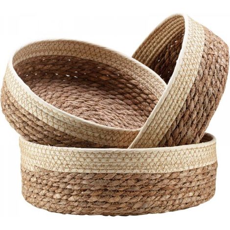 Ensemble de paniers ronds en rotin pour organiser les paniers de rangement de fruits en osier, contenir du pain, des paniers-cadeaux décoratifs vides, des paniers de rangement de nourriture et des pan (1/5)