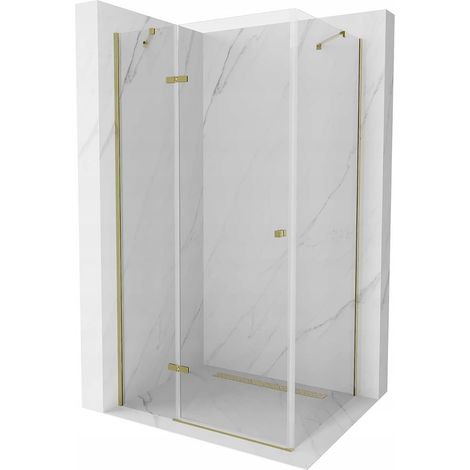 Mexen Roma cabina de ducha abatible 80 x 70 cm, transparente, dorada - 854-080-070-50-00 (1/5)