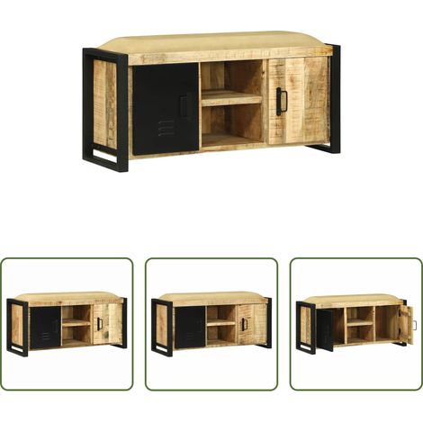 vidaXL Banc multifonction - Cabinet Banc Marron 100 x 35 x 50 cm Bois de manguier massif (1/5)