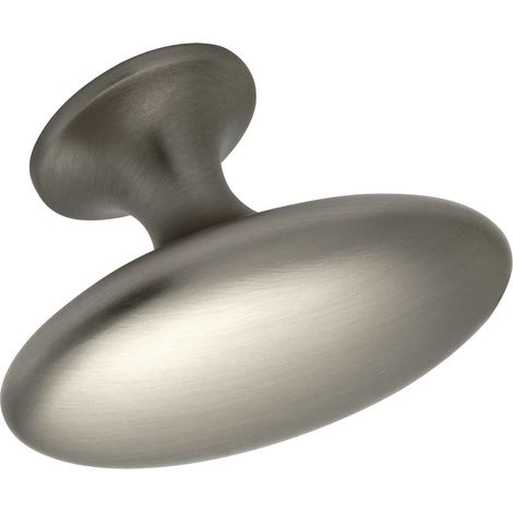 Furnipart Möbelknopf Simple Breite 60mm - ovaler Möbelknauf, Zinkdruckguss Edelstahl Effekt