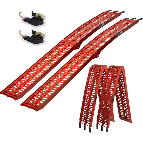 TRUTZHOLM 2 x Auffahrrampen klappbar 228 cm Tragkraft 680 kg Alu rot gelocht Rampen Motorradrampen (1/5)