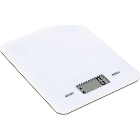 SLIMMY 5 kg Präzisionswaage mit LCD Tara-Funktion und praktischem Haken, Weiß