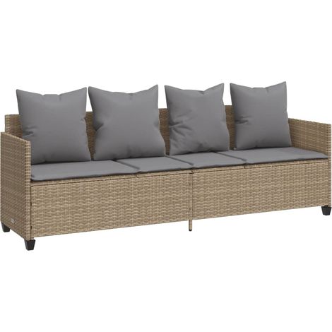 Maison Exclusive - Sonnenliege mit Kissen Beige Poly Rattan