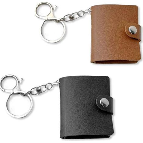 Mini Album Photo - 6,5 x 14,1 cm - Cuir PU - Avec Porte-Clés - Pour Souvenirs Personnels ou Cadeau - Lot de 2 (1/4)