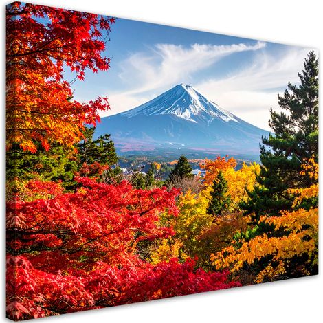Impresión de Imagen, Montaña japonesa Fuji hojas paisaje, 100x70 (1/5)