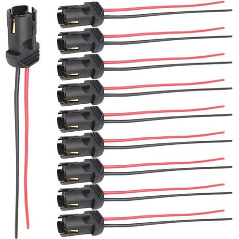 Faisceau de câblage pour phares - Adaptateur de connecteur de lampe - Amélioration de l'éclairage automobile - Caoutchouc PVC résistant à la chaleur - 10 pièces - Rouge et noir (1/5)