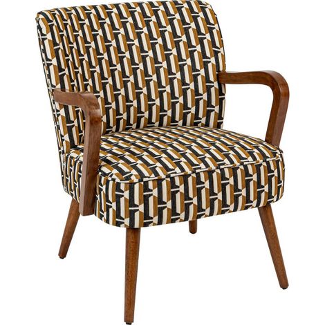 Atmosphera – Fauteuil relax imprimé multicolore – Dimensions L. 62,5 x l. 71 x H. 79 cm – Revêtement polyester – Assise semi-ferme avec accoudoirs (1/5)