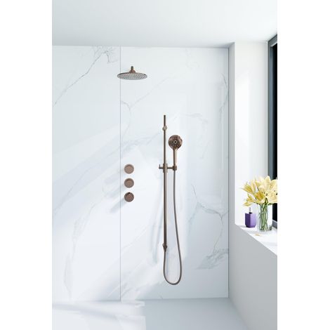 Fortifura Nebbio Ensemble de douche pluie - robinet encastré - élément encastré - barre de glissement - flexible de douche métal - douchette ronde - (1/5)