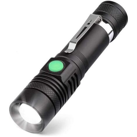 BUNTHAUS Lampe Torche LED Rechargeable USB, Coquimbo Lampe de Poche 600 Lumens, IP65 Étanche, 4 Modes Eclairage, Lampe de Poche Zoomable pour Ménage, Le Camping, La Randonnée, D'urgence, Ensoleillé (1/5)