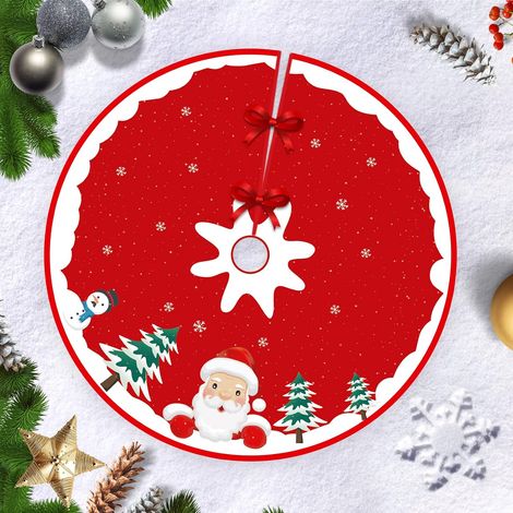 90cm Jupe Sapin de Noël, Couvre Pied Sapin Noel, Arbre De Noel Decoration, Joyeux Noël Jupe d'arbre Tapis pour Sapin pour Noël,Père Noël (1/5)