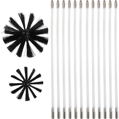 Kit de nettoyage cheminée avec têtes brosse 10 et 15 cm, tiges en (1/5)
