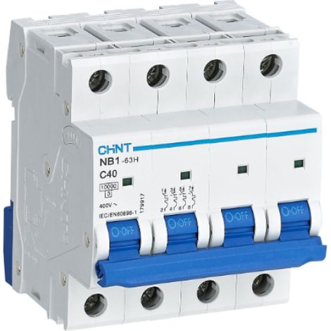Interruptor magnetotérmico chint 4p 40a 10ka curva c - 179917