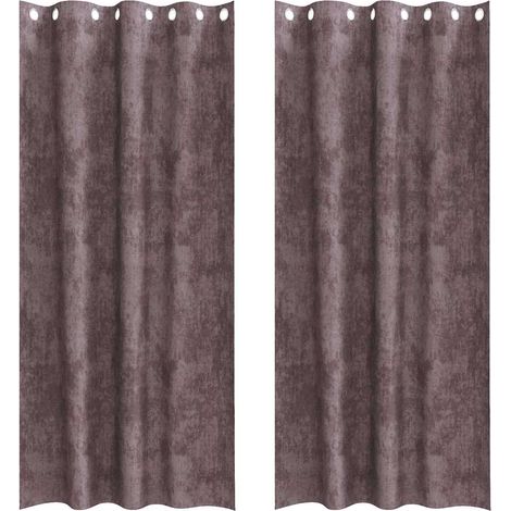 Rideau avec des rideaux 2 pcs Marron 260 x 140 cm Velours CFW56395 (1/5)
