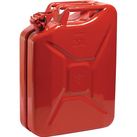 Bidón de combustible 20l rojo fuego RAL 3000 chapa de acero L345xL165xH470mm VALPRO