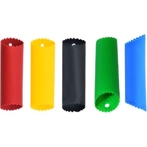 Éplucheur d'ail - 5 pièces - 3,5 × 14 cm - Éplucheur d'ail - Éplucheur d'ail - Kitchen Aid - Siliconen - Rouge, bleu, jaune, vert et noir - Facile à utiliser et à nettoyer (1/5)