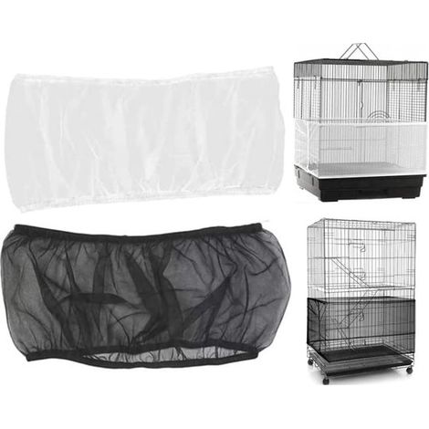 Paquete de 2，Tapa para jaula de pájaros，Tapa para jaula de pájaros con banda elástica，Para loros y periquitos，negro + blanco) (1/5)