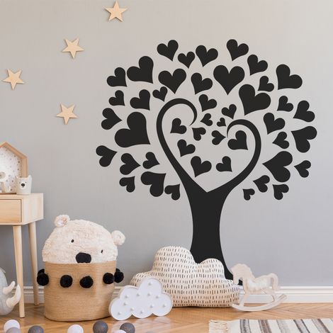 Sticker Mural - Arbre Coeurs - 47x53 cm - Noir (1/3)