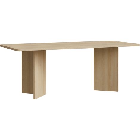 Selsey Qubeo – Esstisch 204x90 cm, rechteckig mit abgerundeten Kanten und Wangengestell, Holzoptik Eiche