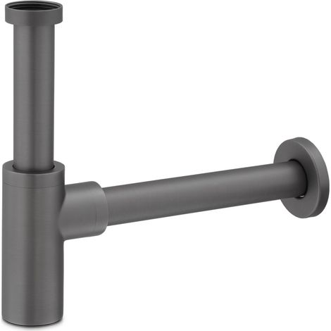 Siphon d évacuation avec tuyau rond en acier et laiton gun metal Corinto (1/3)