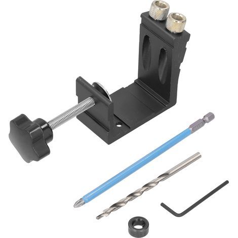 15° Angled Hole Positioning Jig for Woodworking, Dowel Drilling Kit, Woodworking Accessory, Black (1/5)