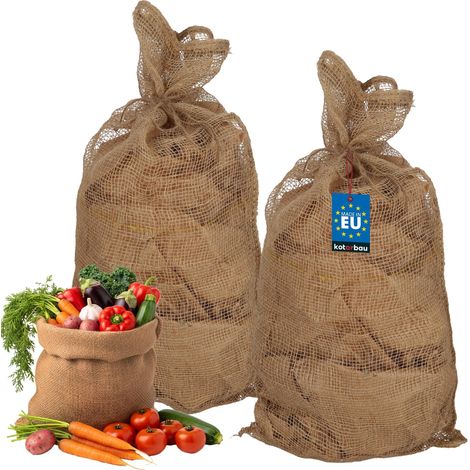 KOTARBAU® Sac en Toile de Jute 45 x 95 cm - Sac de Jute - Lot de 2 Sac Pomme de Terre Jute - pour Jardin - Plantes et Déchets - Naturel (1/5)
