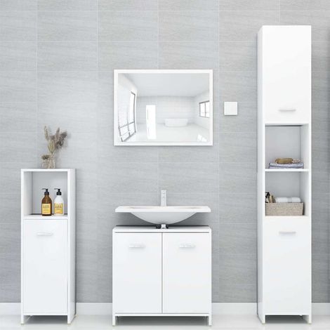 Ensemble de meubles salle de bain 4 pcs-Meuble de salle de bain blanc bois d’ingénierie 544500 (1/5)