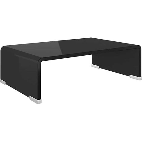 Meuble TV Support pour moniteur, Étagère TV, Meuble de Salon, 40 x 25 x 11 cm Verre Noir OIB9754E (1/4)