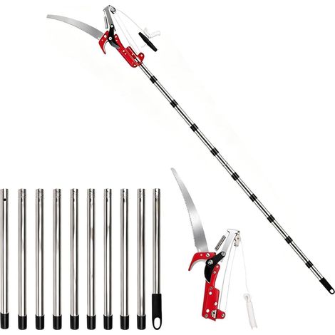 Sécateur télescopique de 415 cm avec manche télescopique, longueur réglable, scie à arbre, en acier inoxydable pour scies et sécateurs (1/5)