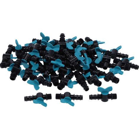 Lot de 50 vannes d'irrigation à filetage mâle 16 x 3/4 po, vannes à guillotine en plastique pour le jardinage (1/5)