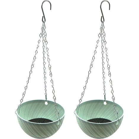 Support de jardinière suspendu - Lot de 2 étagères à fleurs 15x9 cm - Design mural compact - Pour balcon, terrasse et jardin - Vert (1/5)