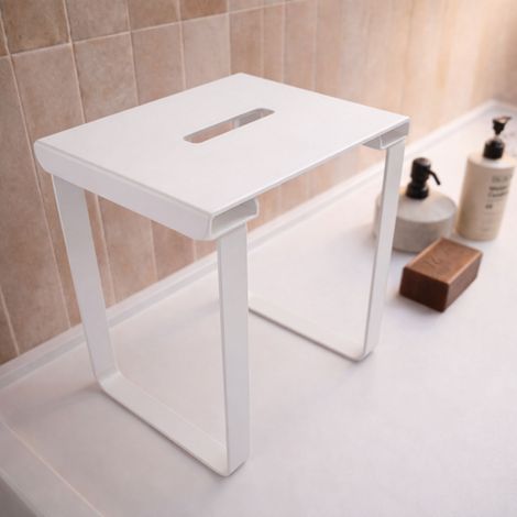Sedile doccia in acciaio inox bianco opaco - 40x30x46 cm