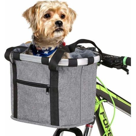 Folding bicycle basket for dogs and cats – Carrier bag 34x28x25cm – Max load 8kg – Waterproof woven canvas material (1/5)