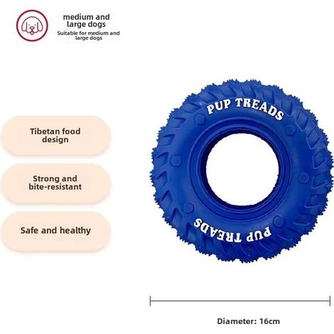 Strapazierfähiges Hundespielzeug aus Gummi, interaktives Training und Zahnreinigung (blauer Reifen)