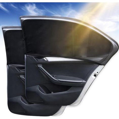 Set di 2 parasole per auto, telo parasole per auto, parasole per auto per bambini, protezione solare per la maggior parte delle auto, blocca oltre il 98% dei dannosi raggi UV, per berline, (nero) (1/2)