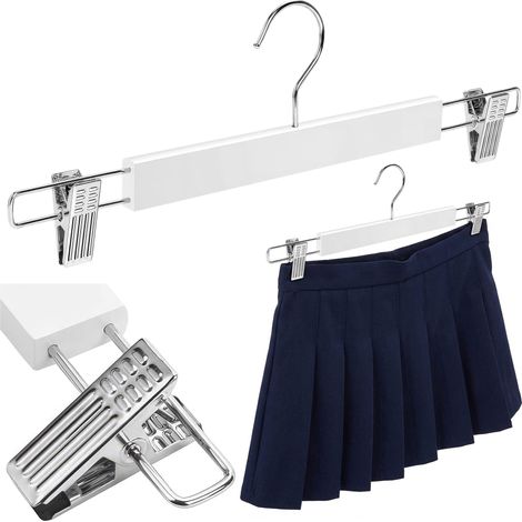 Cintre en bois pour jupe, 1 pièce, blanc (1/5)