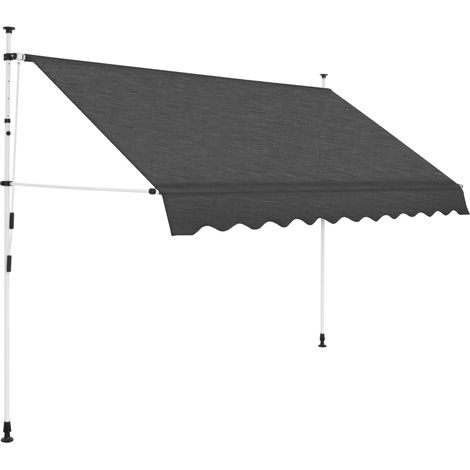 Auvent manuel Store Banne Solaire abri Marquise Brise-soleil rétractable 250 cm Anthracite LKOWF24911 (1/5)